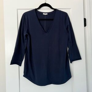 NIC+ZOE (NZT) Women's White 3/4 Sleeve Roll V-Neck Tee